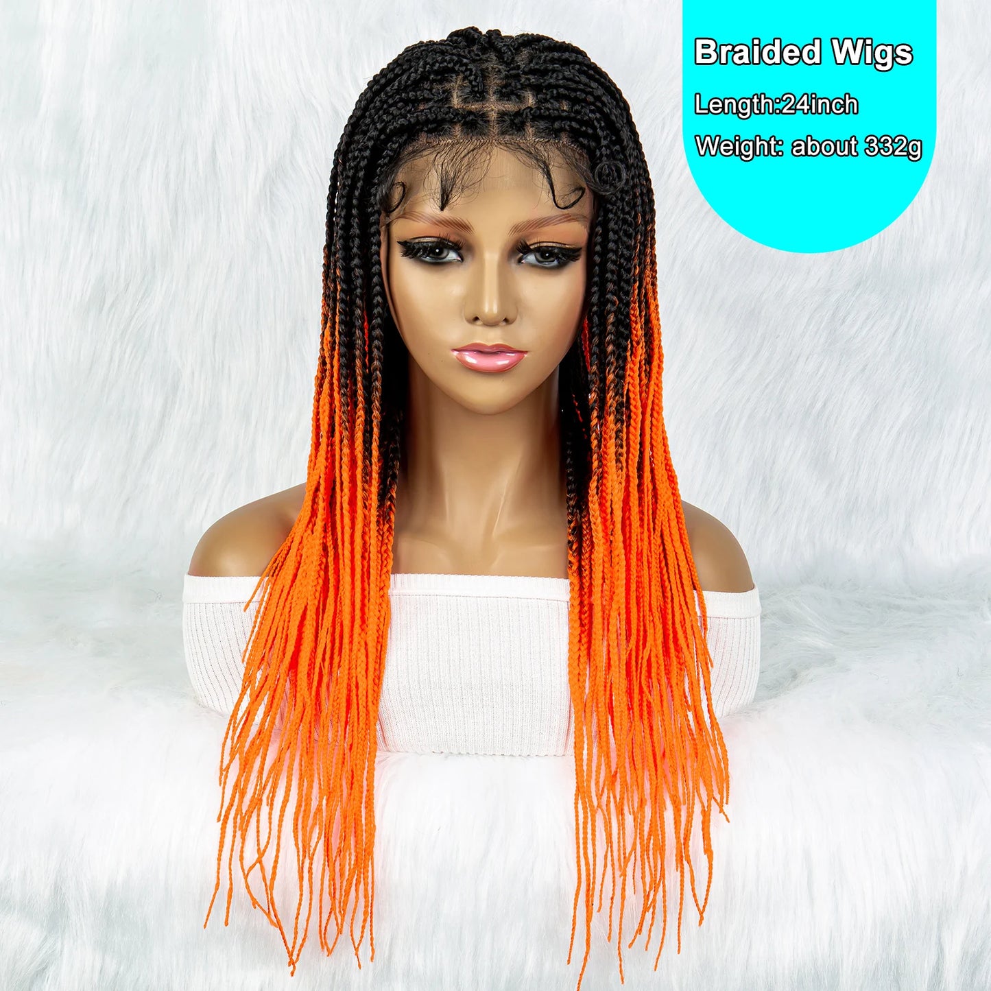 Colorful Knotless Box Braids Wig | Full Lace Front with Baby Hair Luxegan