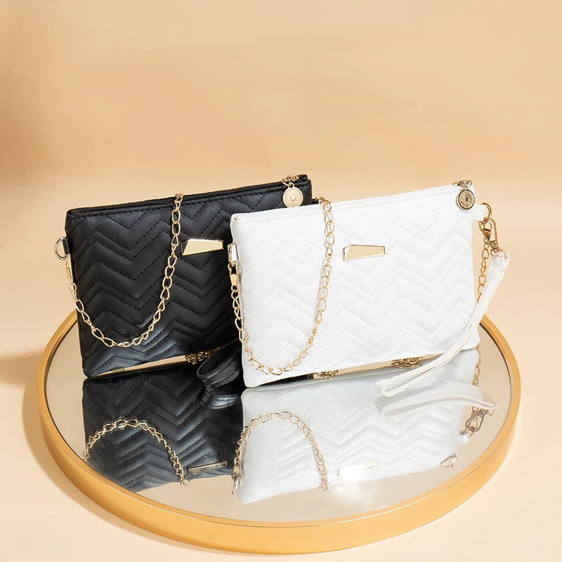 Women's Printed Shoulder Strap Crossbody Bag | Korean Wavy Wallet & Small Square Bag Luxegan