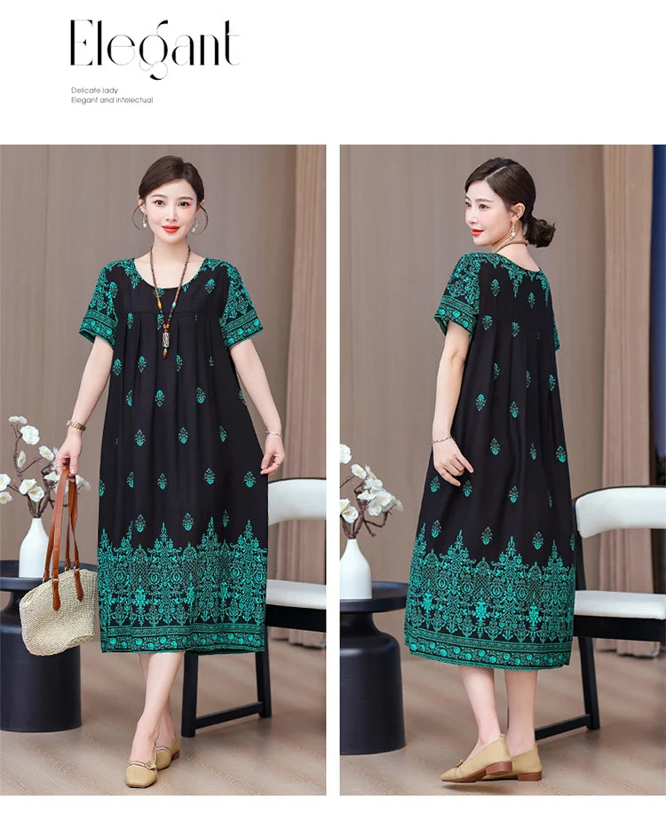New 2025 Women Dress Female Casual short Sleeve cotton Dresses loose solid Vintage Sweet Clothing Vestidos  vestido verano