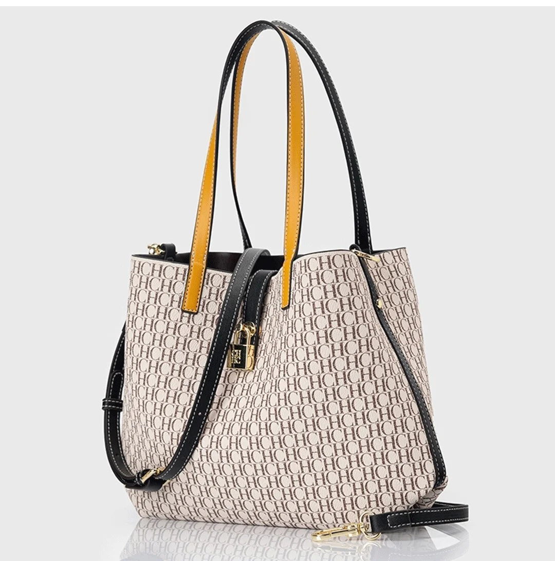 Premium Versatile Leather Crossbody Bag | Ladies Large Capacity Daily Commuter Tote Bag (Letter Print Design, Fashion Casual) Luxegan