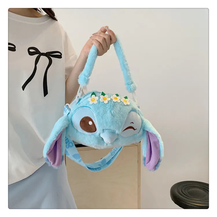 New Disney Cartoon Stitch Plush Backpack | Girls Cute Ins Shoulder Messenger Bag (Parent-Child Gift) Luxegan