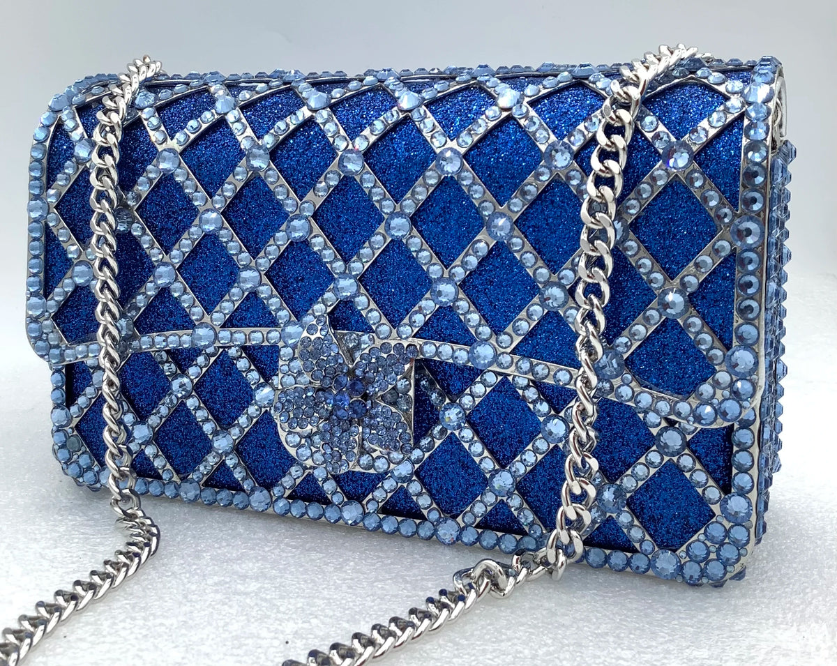 Luxury Jeweled Minaudière Clutch | Long Chain Messenger Messenger Bag for Party & Wedding | Diamond & Gem Encrusted Metallic Handbag | Women’s High-Fashion Evening Shoulder Bag (Model 01) Luxegan