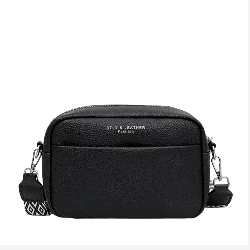 Wide-Strap Crossbody Bag | Casual Solid Color Satchel Luxegan