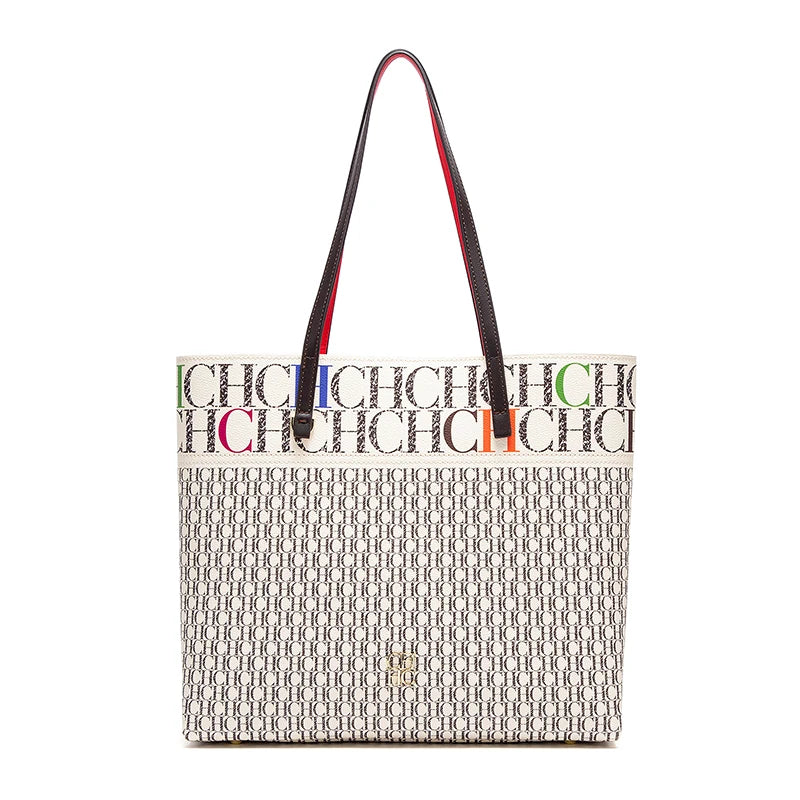 Letter Pattern PVC Tote Bag | Large Capacity Elegant Shoulder Bag Luxegan