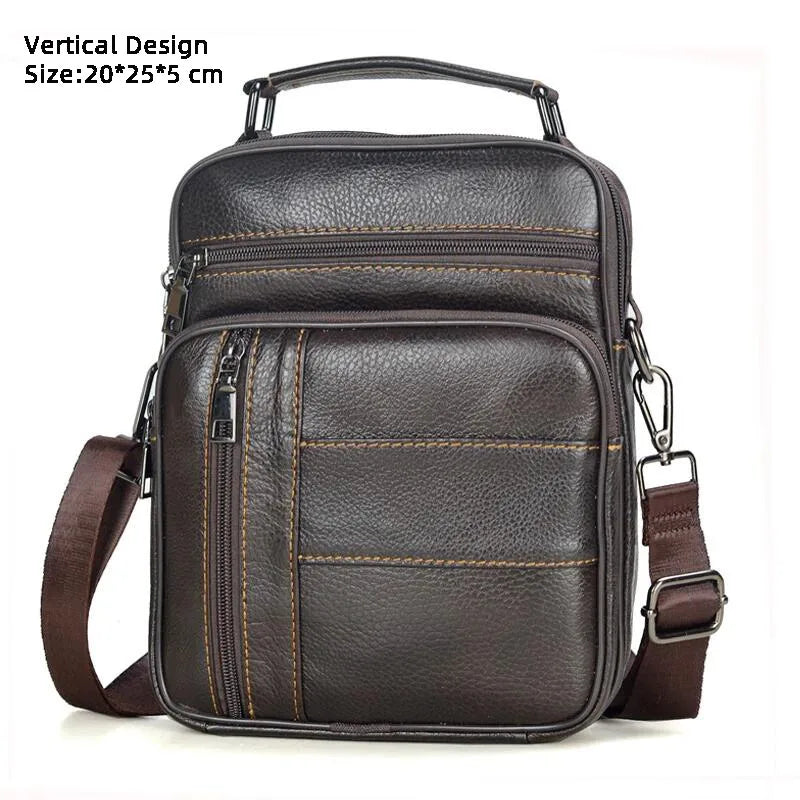 Hot Fashion Men's Genuine Leather Messenger Bag | Luxury Brand Soft Crossbody for Mini Pad & Shoulder Use Luxegan