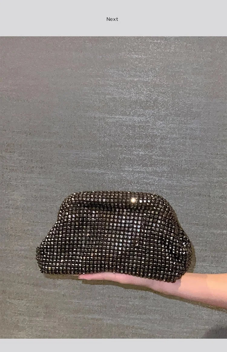 Luxury Glitter Cloud Bag Women's Handbag | Crystal Shiny Rhinestones Diamond Evening Bag (Wedding Party Clutch Purse Shoulder Bag) Luxegan