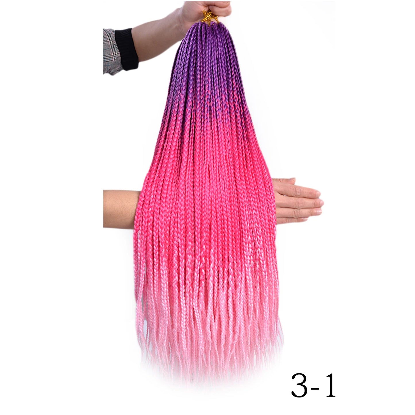 24-Inch Long Ombre Box Braids Crochet Hair - Pre-Looped Synthetic Braiding Hair Extensions - High Temperature Fiber 22 Strands/Pack Piano Color Crochet Braids for Women & Girls (27 Colors Available)
