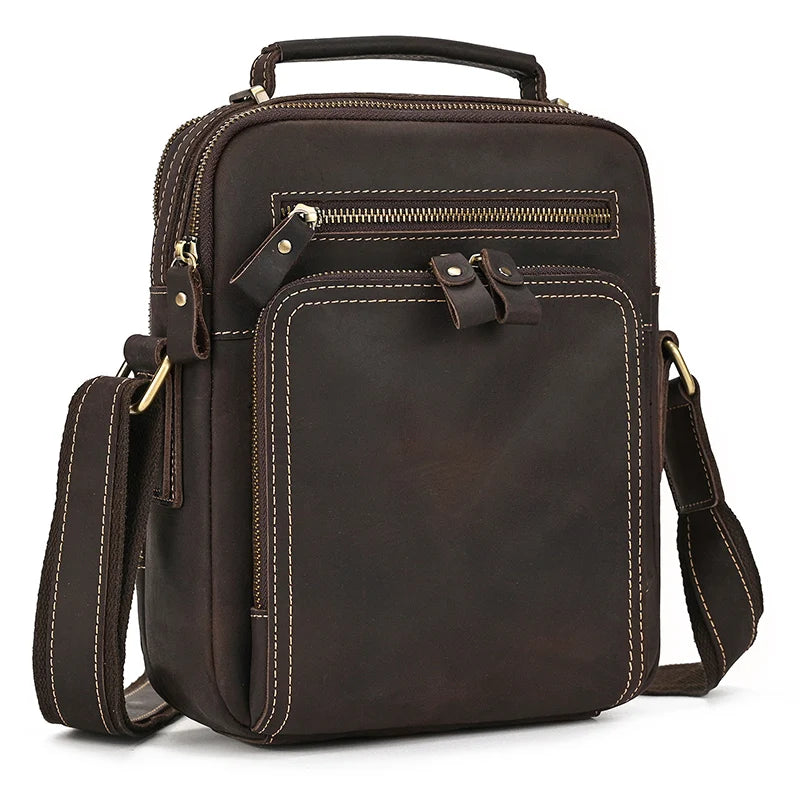 Newsbirds Vintage Leather Messenger Bag | Genuine Crazy Horse Cowhide Shoulder Bag | Retro Satchel - view 6