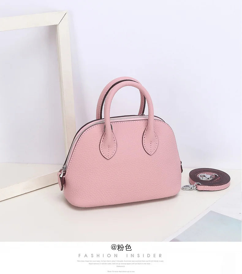Shell Bag Women's Messenger Bag | Cow Leather Simple Shoulder Bag & Fashion Ladies Classic Handbag (Small Mobile Phone Crossbody Bag) Luxegan