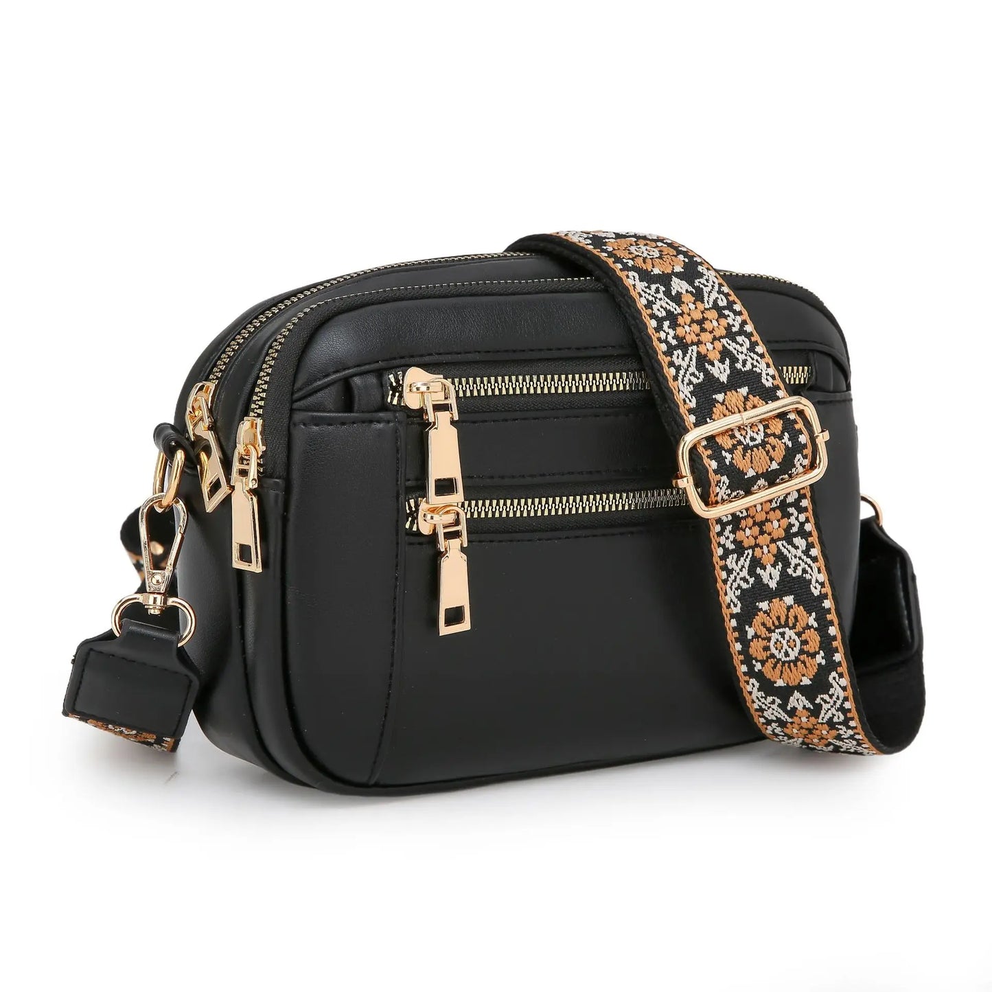 Stylish Wide Strap Leather Crossbody Bag | Color-Matching & Small Square Shoulder Bag Luxegan