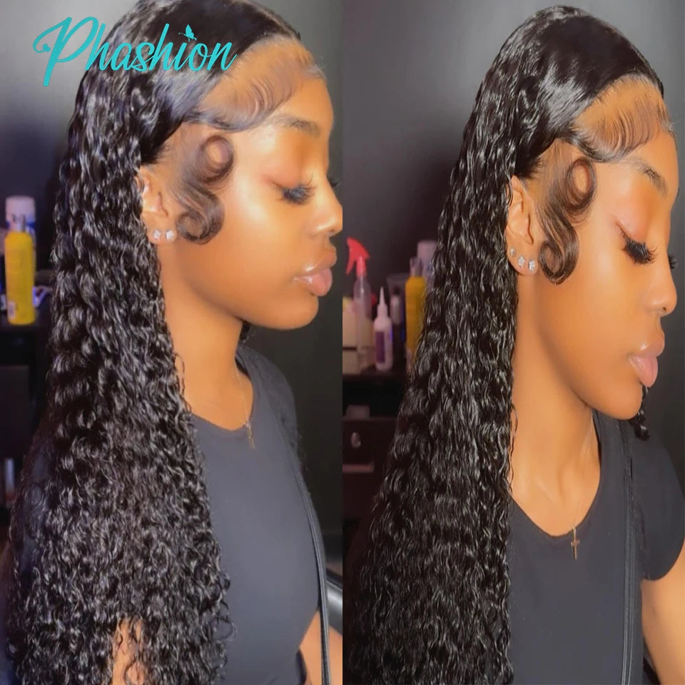Phashion Kinky Curly Wave 13x4 Lace Frontal HD Transparent Swiss 4x4 Closure Pre Plucked Brazilian 100% Remy Human Hair On Sale