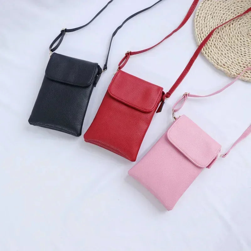 Fashion Women Crossbody Bag PU Leather Mobile Phone Purse Bags | Solid Flap Messenger Bag Small Female Shoulder Handbag for Women Luxegan