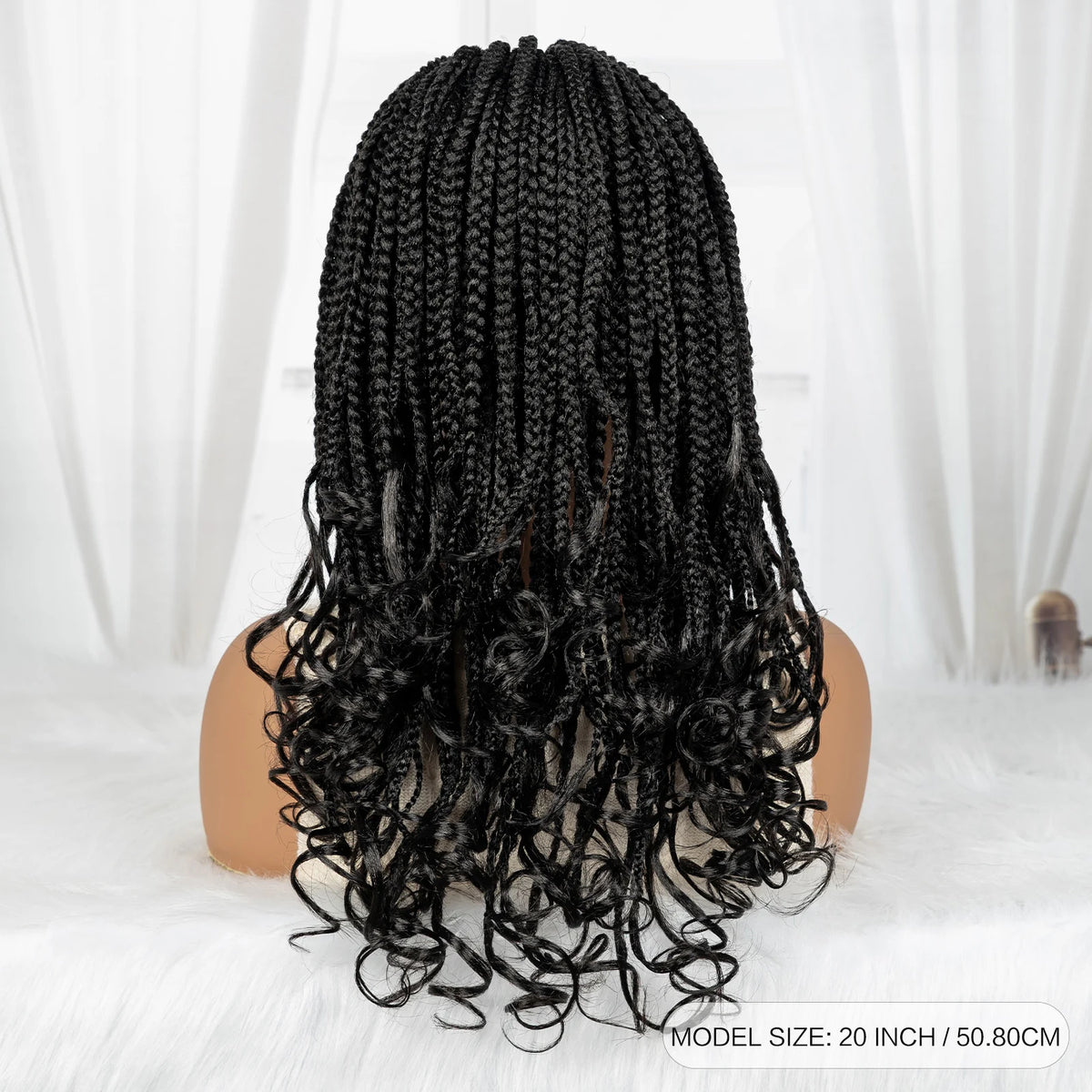 20 Inch Knotless Box Braids Wig | 9x6 Lace Front | Curly Ends