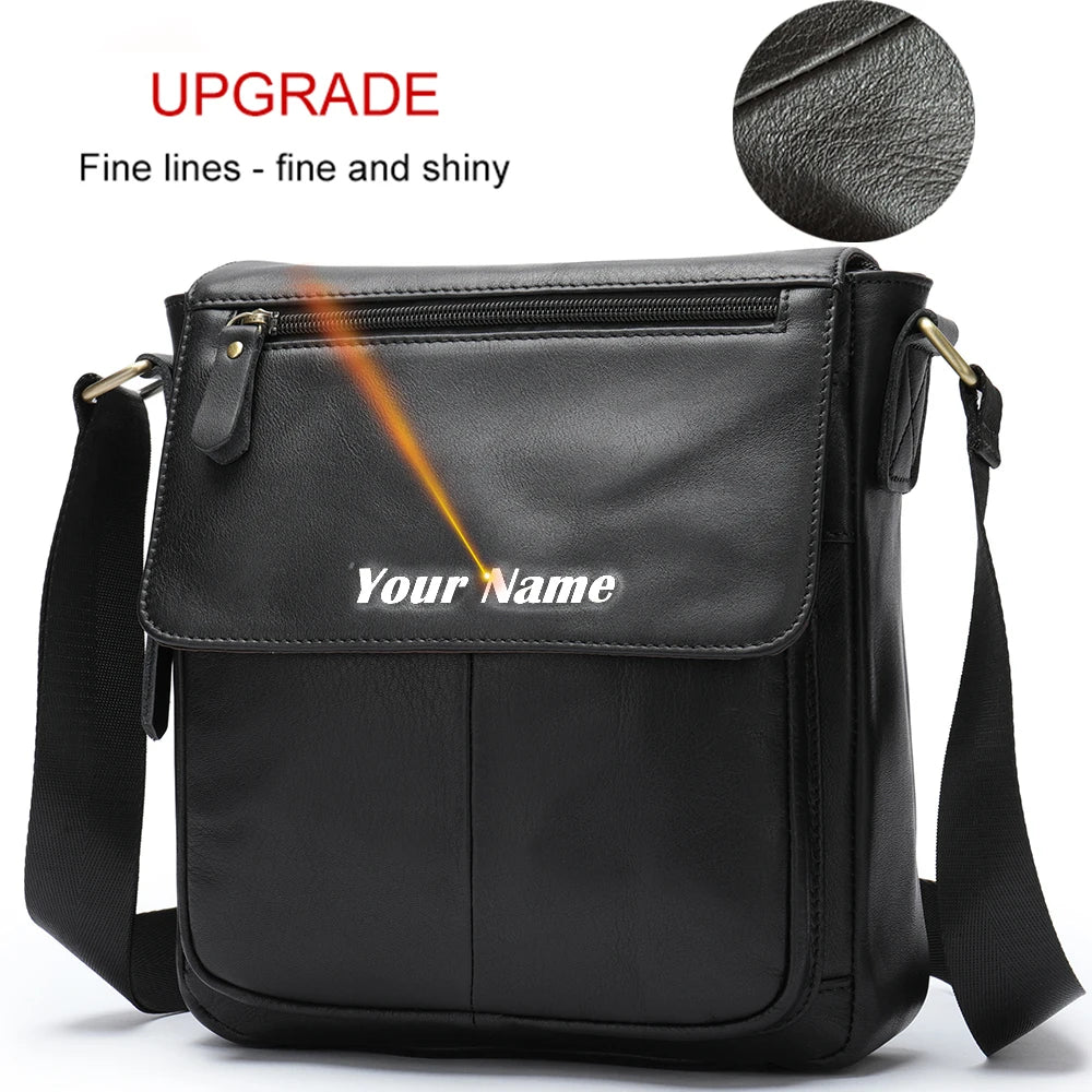 Premium Genuine Leather Men's Messenger Bag | Versatile Male Crossbody Shoulder Bag | Fashionable Multi-Pocket Flap Handbag | High-Quality Cowhide Daily Commuter Bag with Key Holder Luxegan