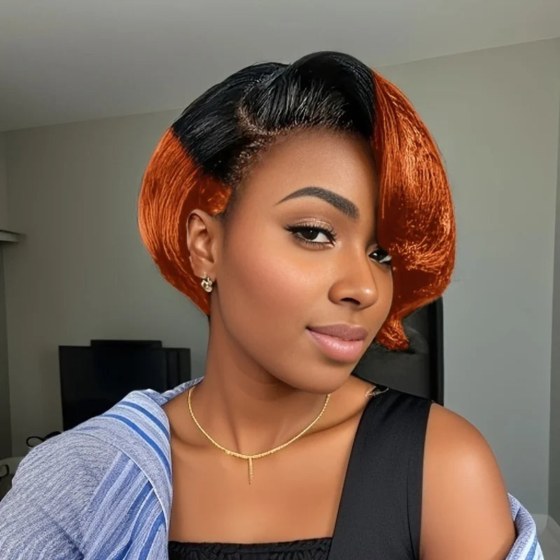 Pixie Curly Short Bob Wig | Sophisticated 13x4 Lace Frontal Silhouette | Elegant "Transparent Lace" Pixie Cut | "Dignified" Swiss Lace Burmese Human Hair Wig for Radiant Versatile Styling