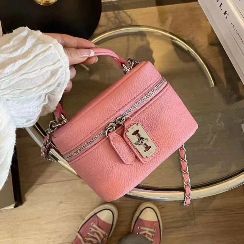 Fashion Box Women’s Handbag | Sophisticated Designer Thick Canvas Shoulder Bag | Elegant Casual Spring & Summer Crossbody | Luxury Small Square Purse with "Dignified" Structured Frame Luxegan