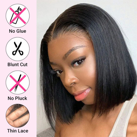 Wear And Go Glueless Bob Wigs 13x4 Bone Straight Lace Front Human Hair Wigs for Women Brazilian Transparent Lace Frontal Wigs