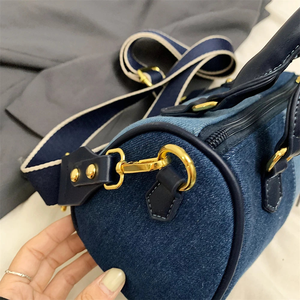 Patchwork Colorblock Mini Handbag | Denim Shoulder & Crossbody Bag Luxegan