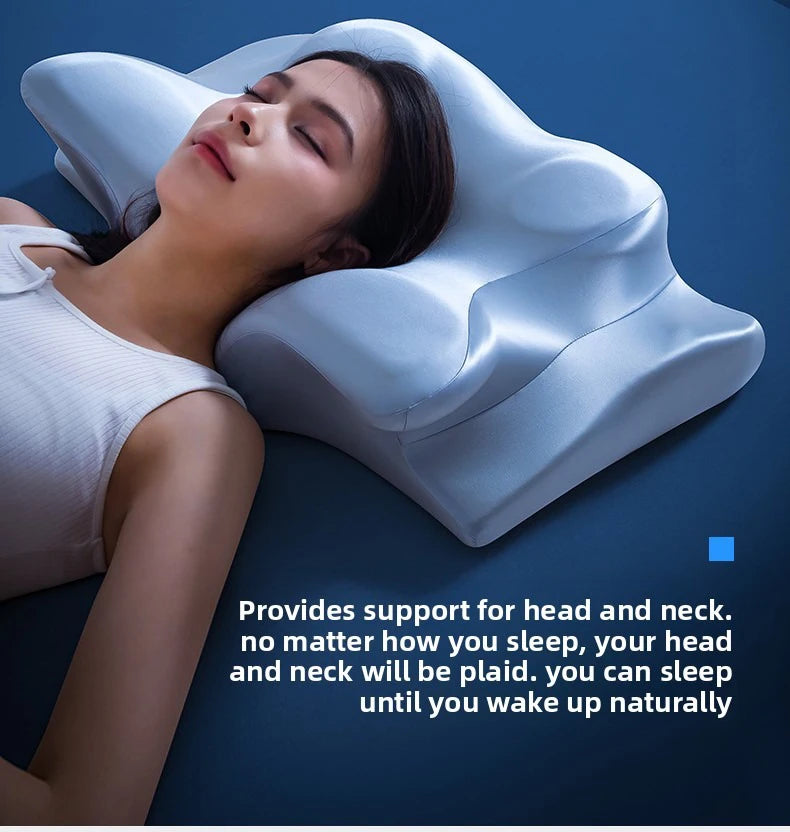 Memory Cervical Neck Protection Pillow | Sophisticated "Butterfly Shaped" Silhouette | Elegant Slow Rebound Sleep Care Cushion | "Dignified" High-Performance Healthy Alignment Essential for Radiant Versatile Styling Luxegan