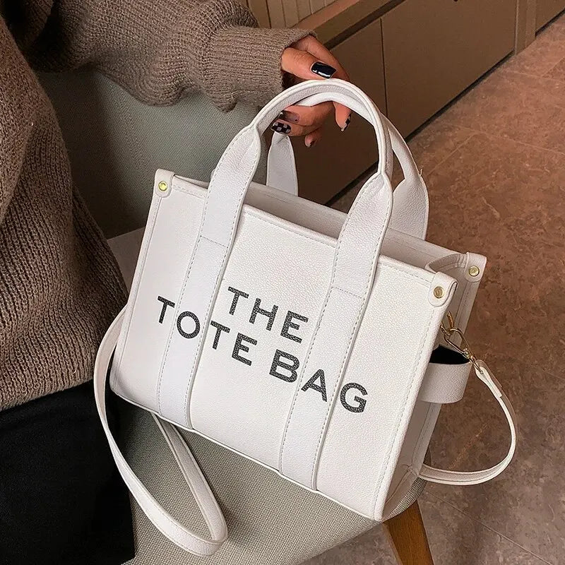 The Tote Bag for Women | Crossbody Female Handbag & New Solid Words Letter Leisure Large Bag (Luxury Fashion Designer PU Bag) Luxegan