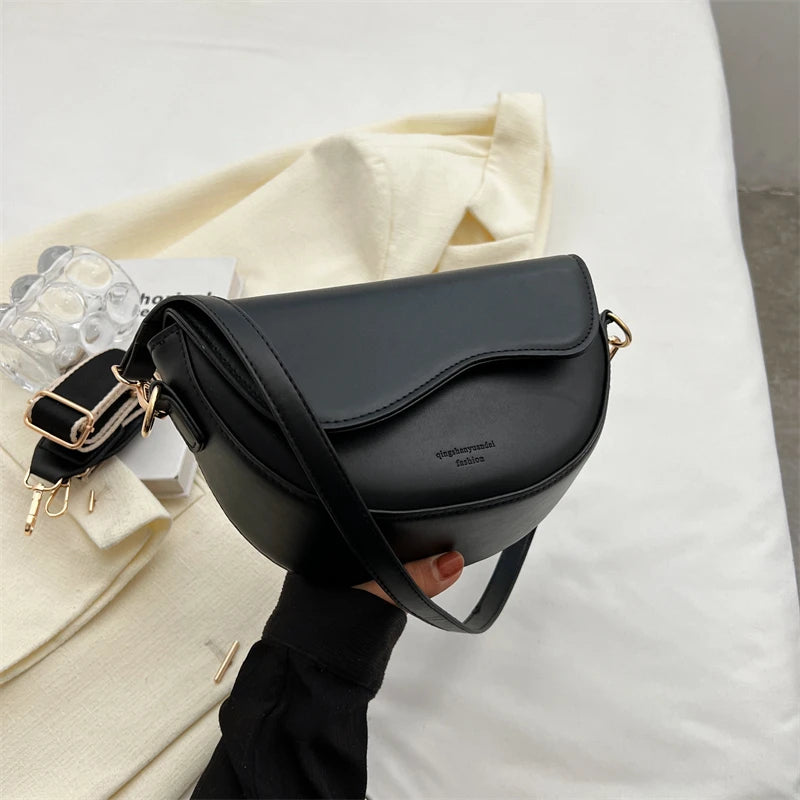 Small Leather Saddle Bag | Vintage Underarm Handbag & Chain Crossbody Purse Luxegan
