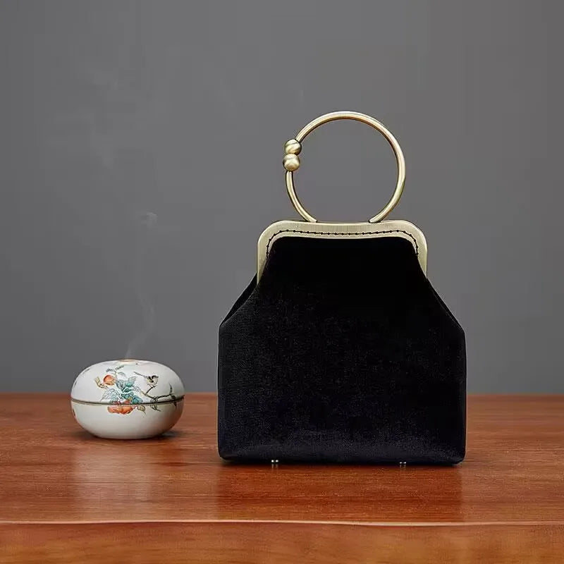 Vintage Classic Women’s Top-Handle Bag | Chic Floral Embroidery Shell Handbag | Luxury Mother’s Gift Purse