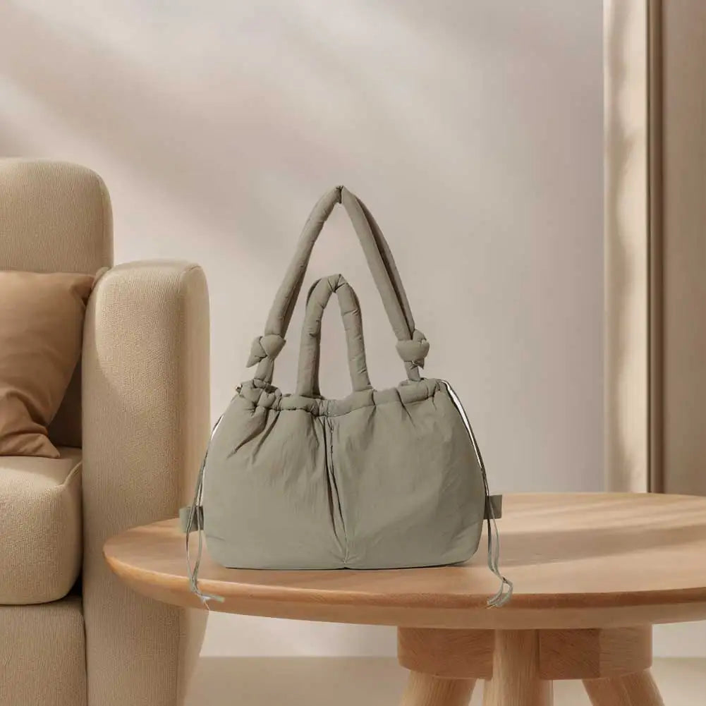 Women's Large Nylon Puffer Tote & Crossbody Bag with Adjustable Strap Luxegan