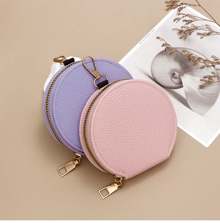 Fashion Candy Color Circular Zipper Coin Purse | Small PU Wallet, Headphone & Key Bag, Student Card Holder (Unisex) Luxegan