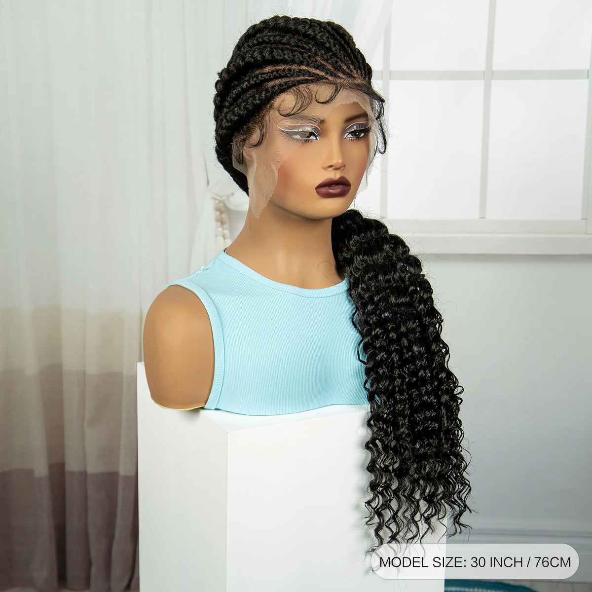 30 Inch Handmade Cornrow Knotless Box Braided Wig | Full Lace
