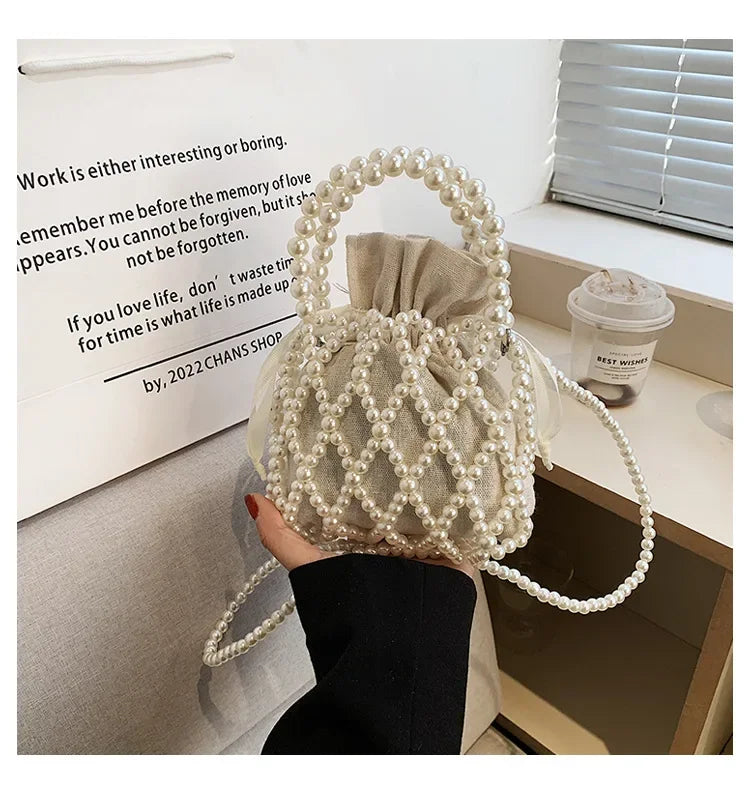 Women's Pearl Bag | Small Mini Tote Bag & Woven Crossbody Luxegan