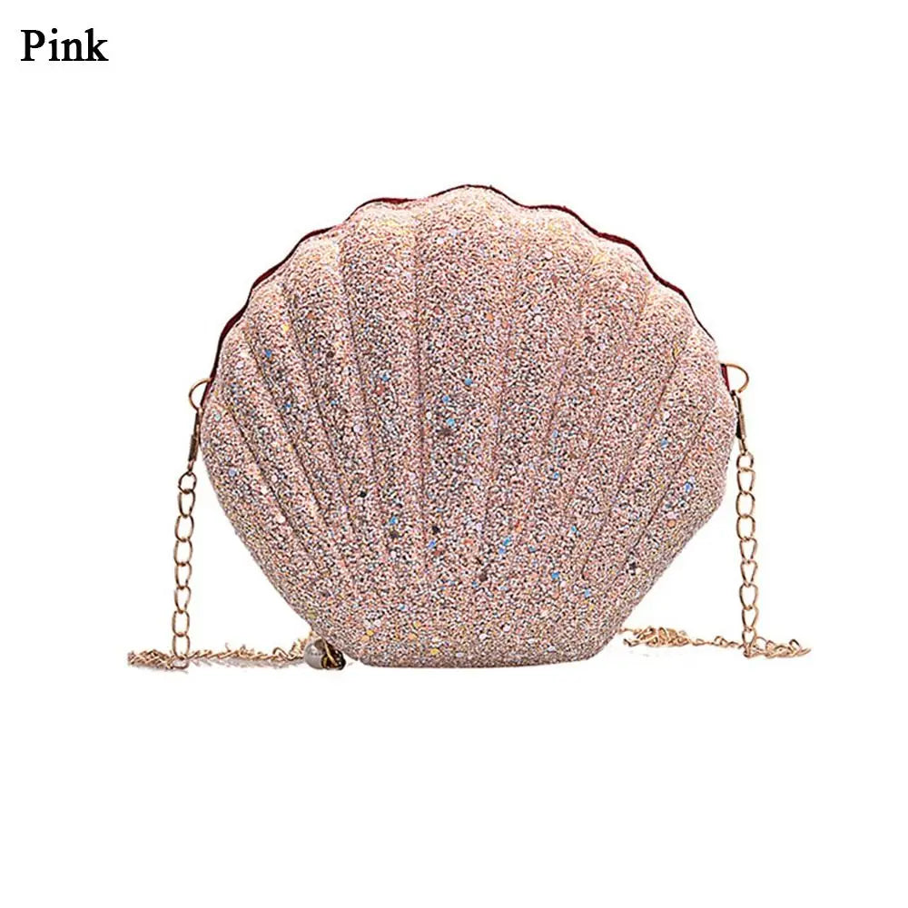 PVC Sequined Shell Crossbody Bag | Cute Chain Shoulder & Phone Pouch Luxegan