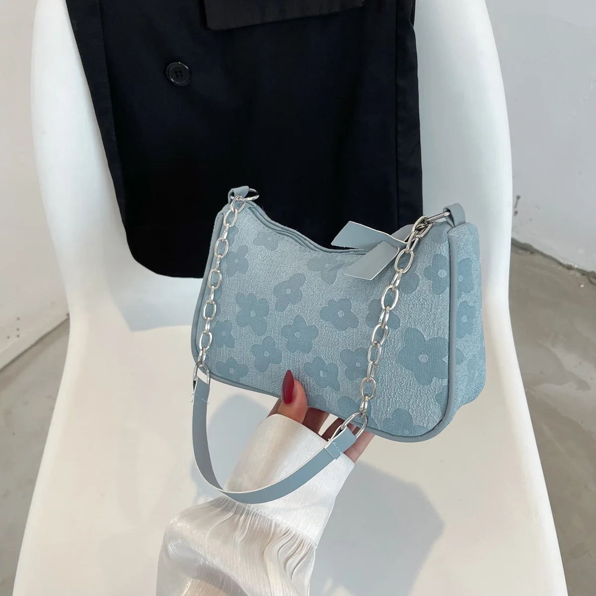 Korean Fashion Vintage Corduroy Underarm Bag | Women's Summer Soft Zipper Shoulder Small Bag | Casual Clutch Handbag Luxegan