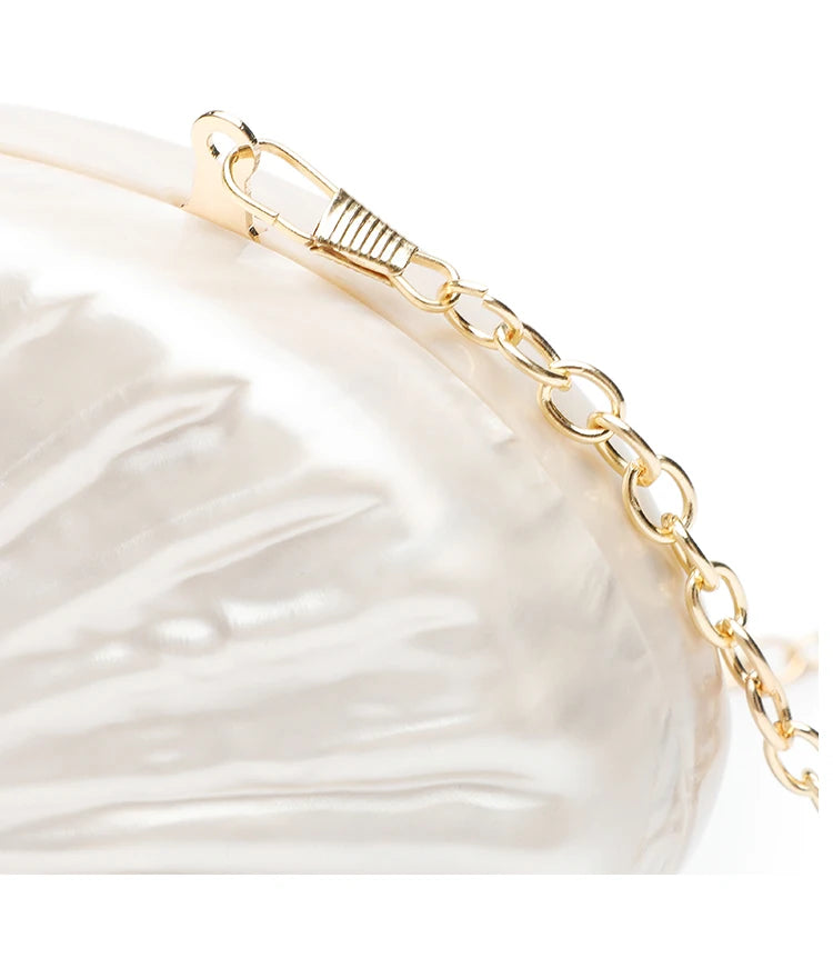 Sparkling Acrylic Shell Clutch | Elegant Rhinestone Evening Bag Luxegan