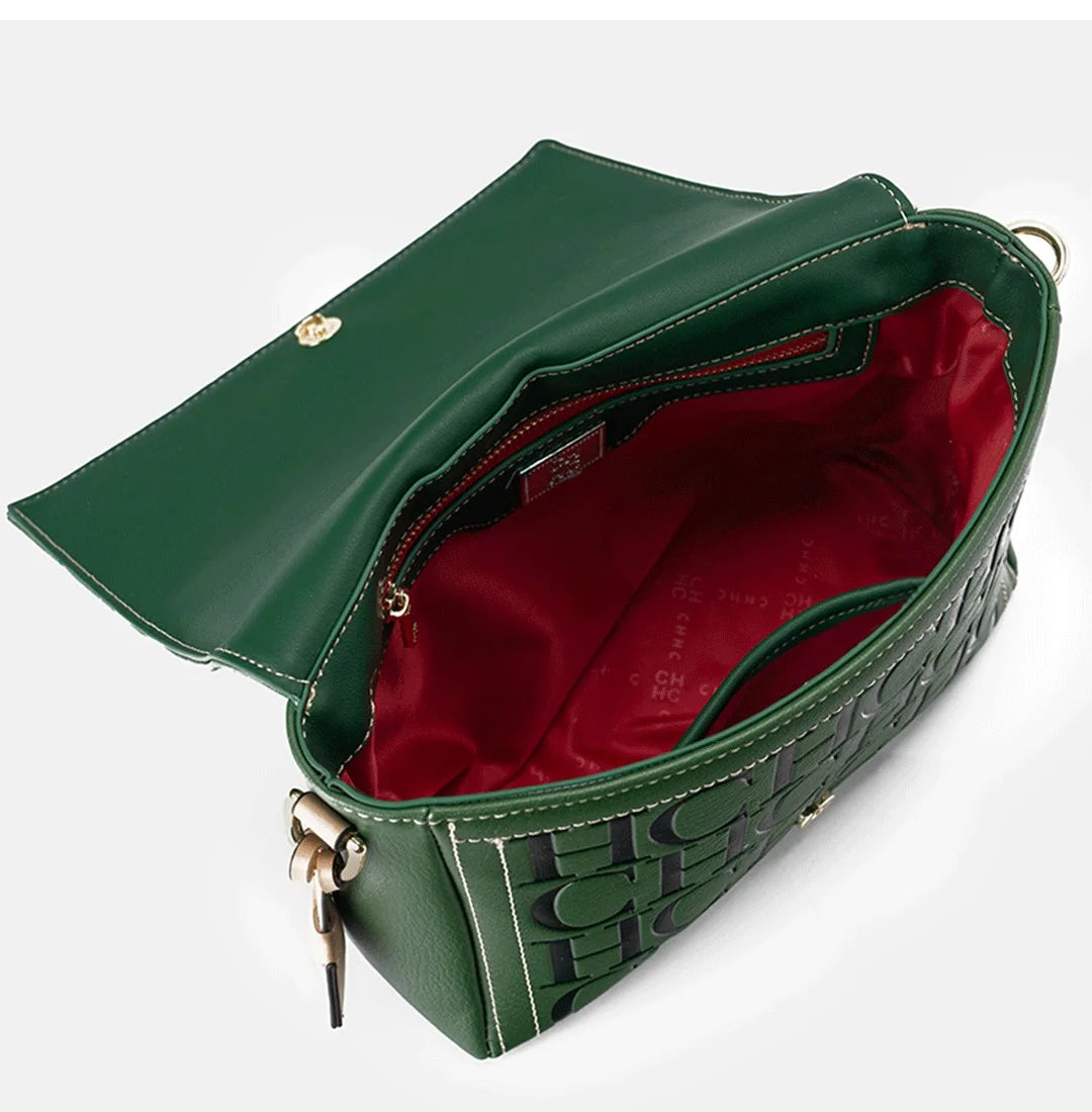 Elegant Letter Print Crossbody Bag | Niche Designer Satchel