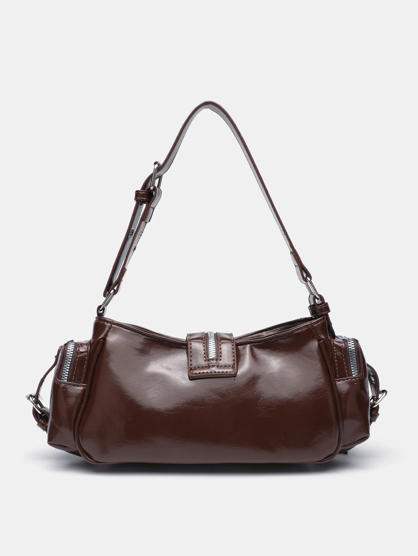 Punk Girl Style Rivet Underarm Bag | Solid Color PU Motorcycle Style Single Shoulder Crossbody Messenger Bag Luxegan