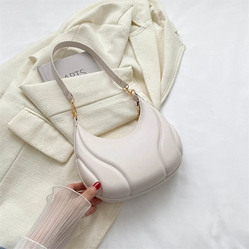 Y2K Retro Leather Hobo Bag | Soft Solid Color Shoulder & Crossbody Luxegan