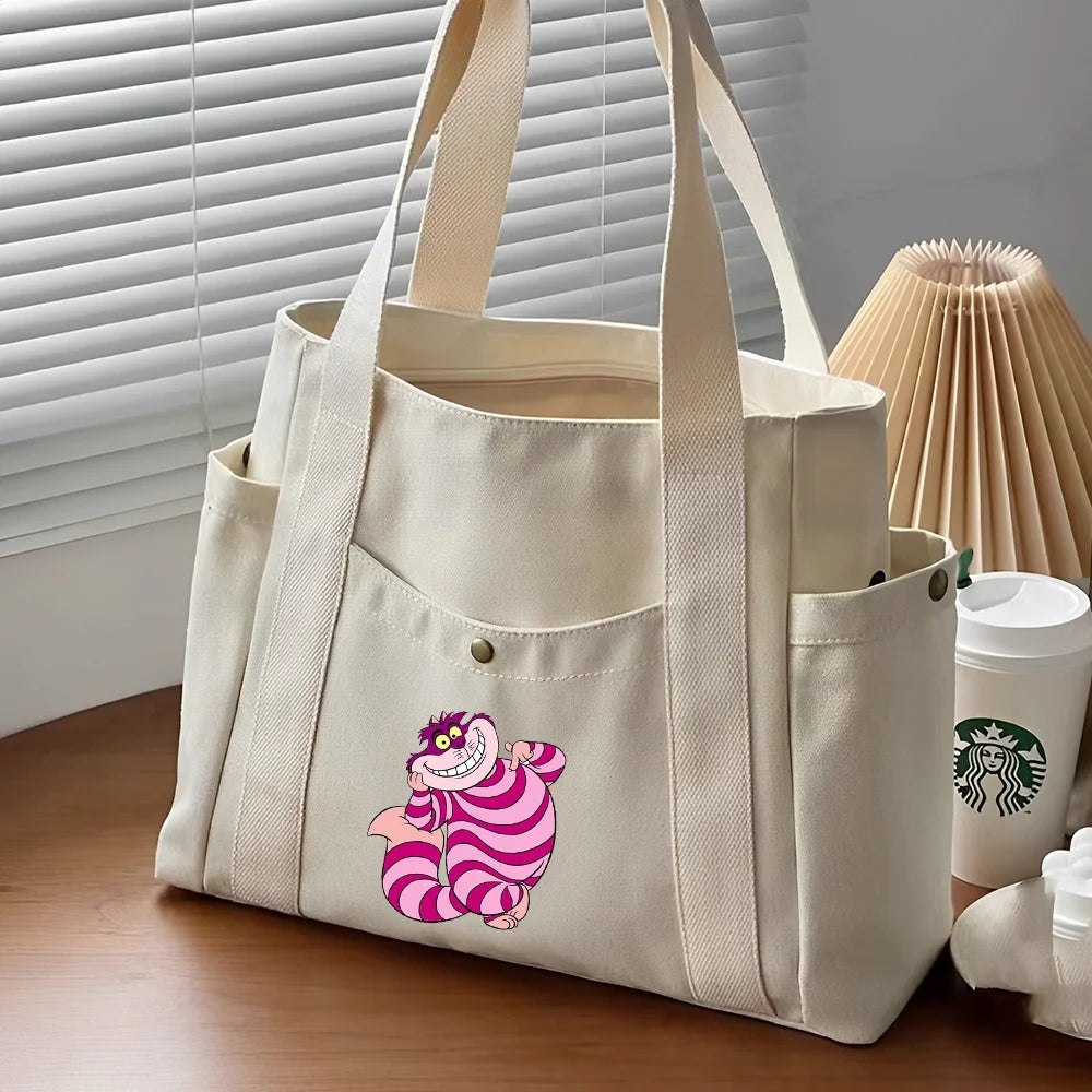 Alice in Wonderland Canvas Tote Bag | Unisex Work Commuter Carrying Bag | College Student Book Shoulder Shopping Bag Luxegan