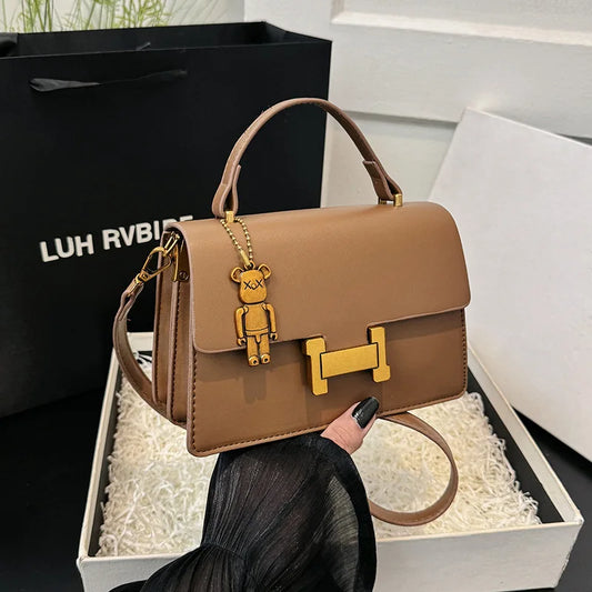 New Fashion Korean Style Small Square Bag | Textured Versatile Shoulder Crossbody Handbag for Women (Solid Color) Luxegan