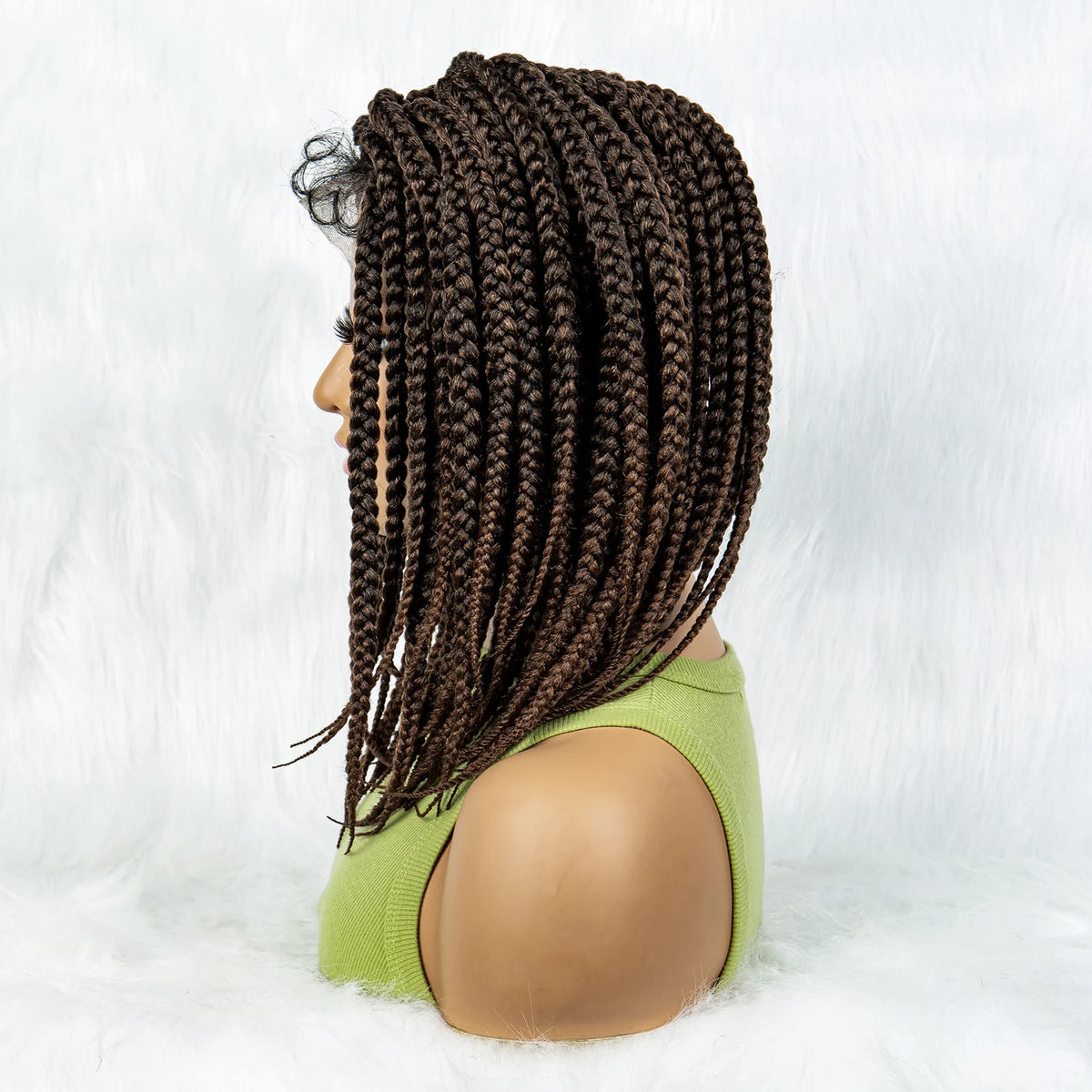 Pelucas trenzadas Bob para mujeres negras Peluca de encaje completo con trenzas estilo cornrow Peluca sintética de encaje frontal con trenzas de caja sin nudos con cabello de bebé