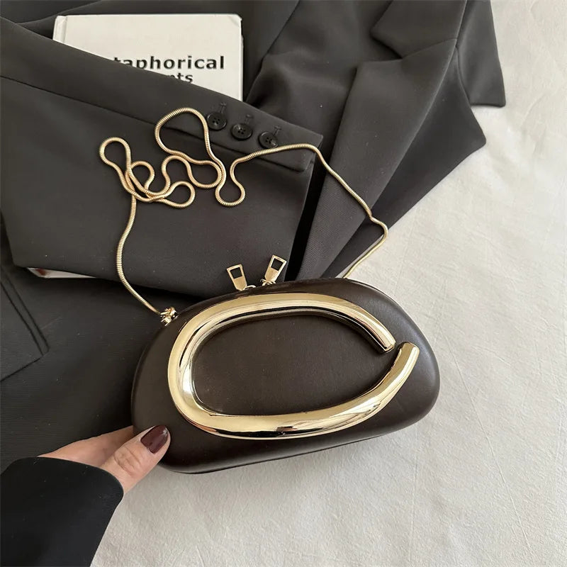Z Style Luxury Box Clutch | Special-shaped Metal Chain Shoulder Bag Luxegan