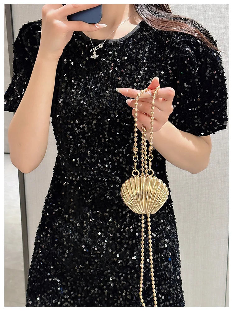 New Summer Lipstick Bags for Women Fashion Pearl Mini Purse Crossbody Bag | High Quality Gold Shell Bag Designer Shoulder Bag Luxegan