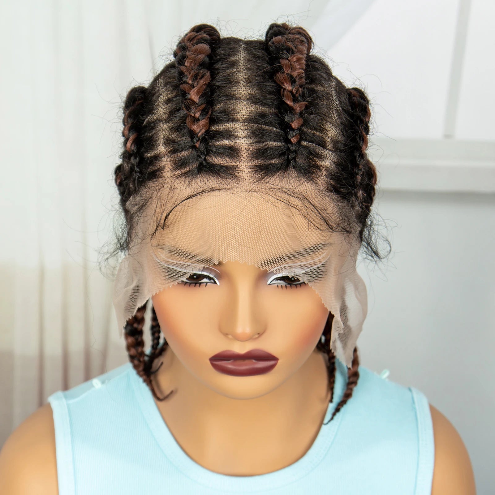  14" Short Knotless Cornrow Braids Wig | Transparent Full Lace Bob Luxegan