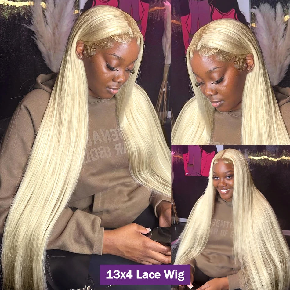 613 Platinum Blonde Straight HD Lace Wig | Sophisticated 13x6 & 13x4 Transparent Frontal | Elegant "Brazilian Remy" 26+ Inch Silhouette | "Dignified" Pre-Plucked Human Hair for Radiant Versatile Styling Luxegan