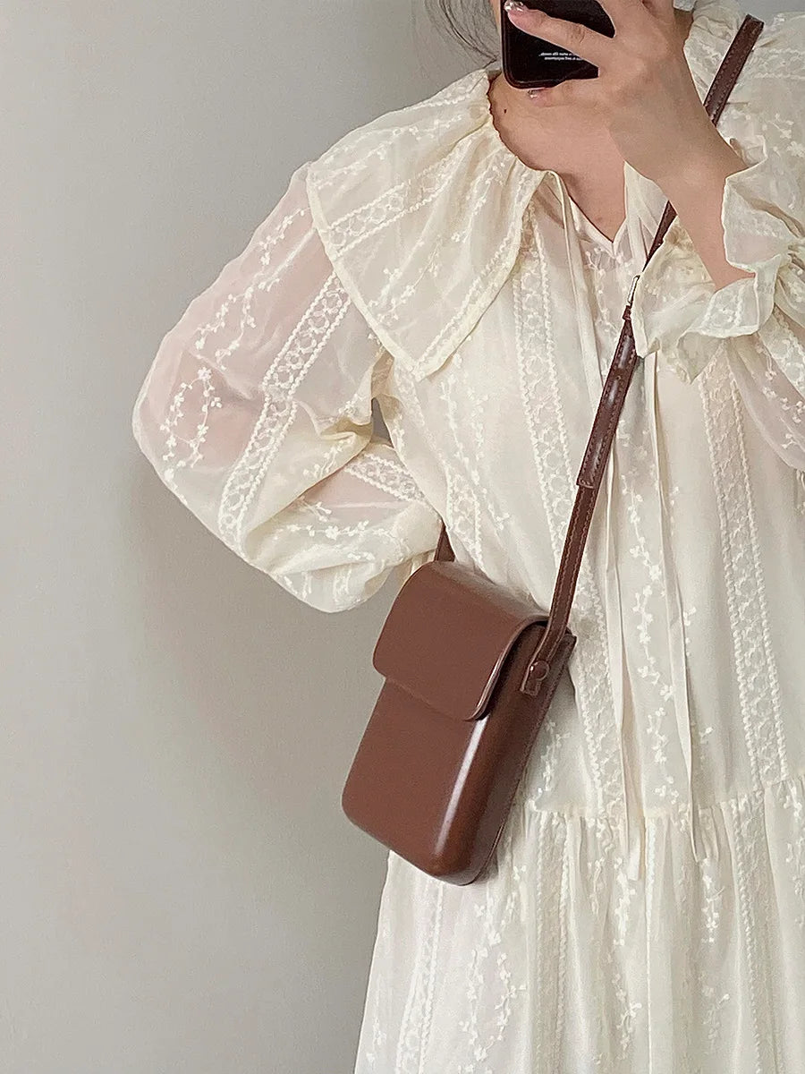 Mini PU Leather Crossbody Bag | Simple Flap Shoulder Purse Luxegan