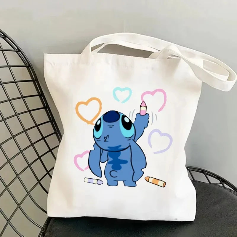 Disney Lilo & Stitch Cartoon Canvas Bag | Unisex Large Capacity Student Backpack & Shoulder Tote | Casual Shopping Totes