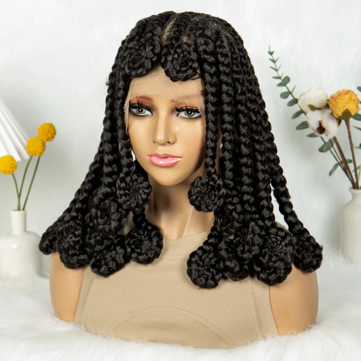 14 Inch Jumbo Bantu Knotless Box Braided Wig | Full Lace Cornrow