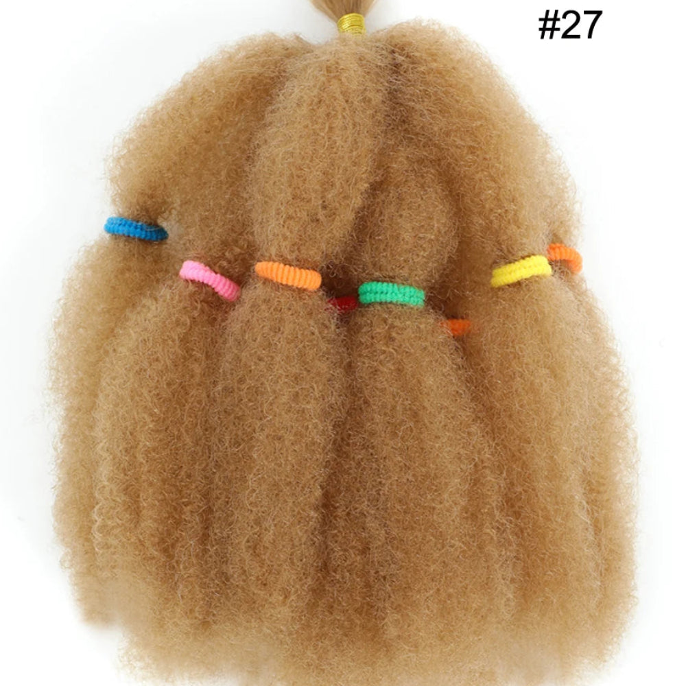 12-Inch Afro Kinky Curly Synthetic Braiding Hair Bulk - Ombre Marley Twists Crochet Extensions - Low Temperature Fiber Afro Twist Bulk Hair for Protective Styles (10 Strands/Pack, 50g) Luxegan