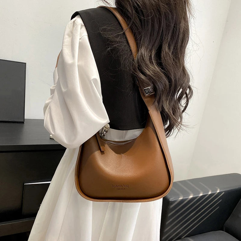 Small Belt Buckle Design Shoulder Bag for Women | New Fashion Trend Designer Crossbody Bag | Underarm Bag Handbag (Brown) Luxegan