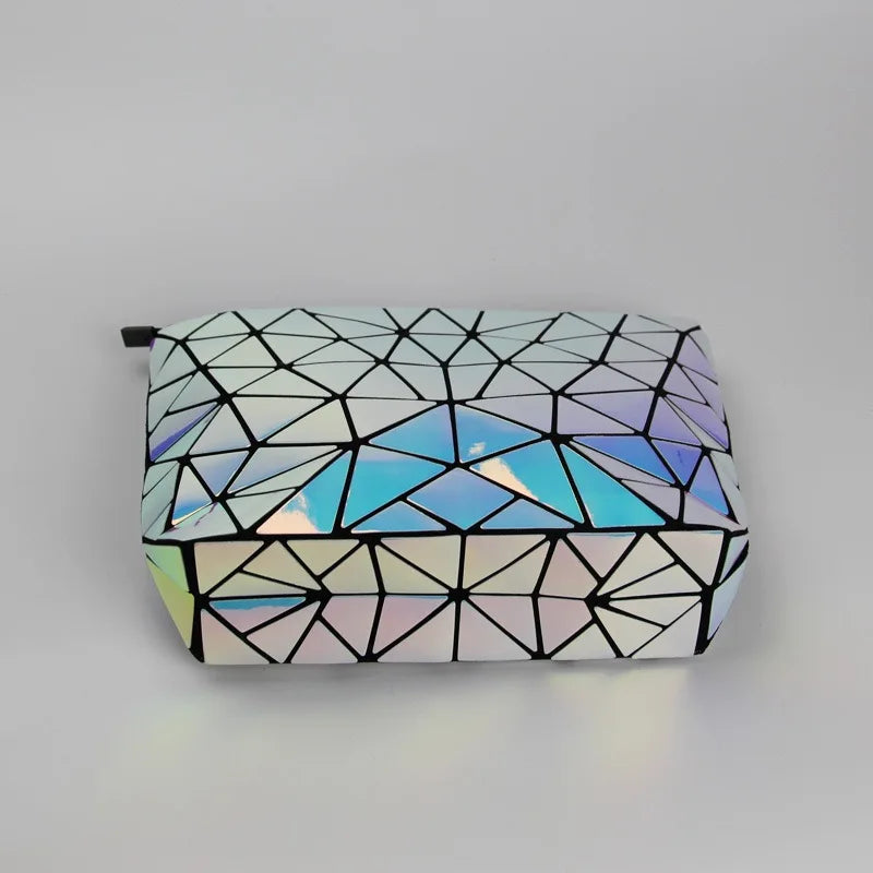 Luminous Irregular Geometric Shoulder Bag | Japanese Style Diamond-Patterned Satchel | Fashionable Holographic Versatile Chain Bag | Women's Geometric Crossbody Purse (Model CYCB130) Luxegan