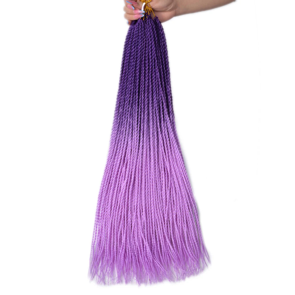 24-Inch Long Ombre Box Braids Crochet Hair - Pre-Looped Synthetic Braiding Hair Extensions - High Temperature Fiber 22 Strands/Pack Piano Color Crochet Braids for Women & Girls (27 Colors Available)
